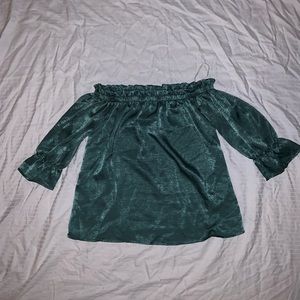 Emerald Green off the shoulder silk top